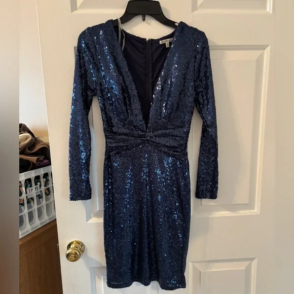 chinese dress ladies Charlotte Russe Dress - Navy Blue Floral Lace - Off Shoulder main image 0